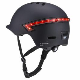 Youin Casco Inteligente Homologado para Patinete y Bicicleta, LED Intermitente, Mando a Distancia Bluetooth, Talla 58-61 cm, Negro