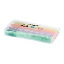 Milan Kit 4 fluorescentes modelo Sway Original - Rotuladores fluorescentes punta biselada 2-4mm, colores pastel (amarillo vainilla, verde mint, naranja apricot, lila lavender)