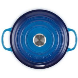 Le Creuset 21177202202430 Signature Bräter Redondo de Hierro Fundido con Tapa, 20 cm, Azure