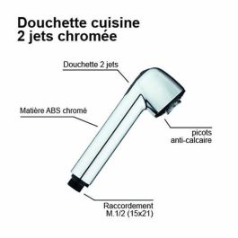 Edouard Rousseau AAABT83415 Rociador de Ducha ROUSSEAU Cromado de ABS con 2 Chorros y Función Anti-cal Edouard Rousseau AAABT83415 Rociador de Ducha ROUSSEAU Cromado de ABS con 2 Chorros y Función Anti-cal