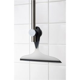 Wenko Limpiacristales loano 23 cm Negro/Blanco para Baño y Ducha, con Gancho, Limpieza sin Reflejos en Espejos, Mamparas, Azulejos