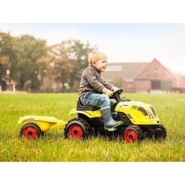 Smoby Claas Farmer XL Tractor a Pedales para Niños con Remolque, Asiento Ajustable, Bocina y Capó Abatible