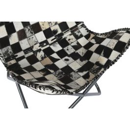 DKD Home Decor Sillón Colonial Marrón Oscuro Crema Piel y Hierro 70 x 90 x 70 cm