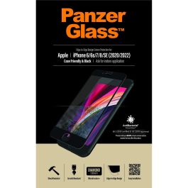 PanzerGlass E2E CF. Black Protector de Pantalla para iPhone 6/7/8/SE 2020/2022 Transparente, Antibacteriano, Anti-arañazos y Anti-golpes