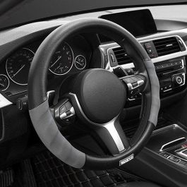 SPC SPC1101L Funda de Volante Universal para Coche Gris y Negra Antideslizante Lavable 100% Poliéster Cómoda