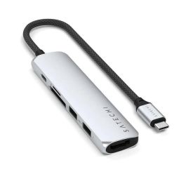 Satechi Adaptador Multi Puerto USB-C Slim 6 en 1 Plateado, 100W, 10 Gbps, 120x28x10mm