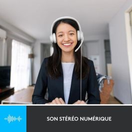 Logitech H390 Auriculares USB-A con Micrófono con Cancelación de Ruido, Cascos de Diadema Acolchados para PC, Videollamadas
