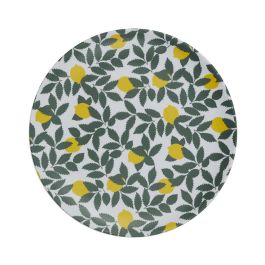 Home Deco Factory Plato Postre Zeste melamina 20 cm diseño ácido, limones, hojas b-n