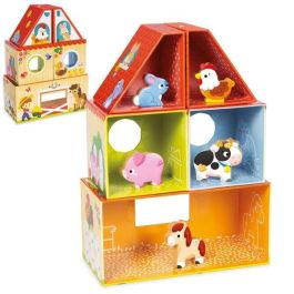 Goula Juego de Construcción de Madera "Mi Primera Granja" con 10 Piezas para Apilar y Construir, Cartón y Madera, para Niños +1 Año