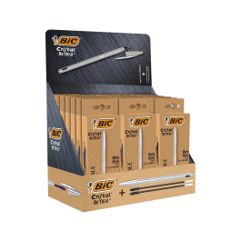 Boligrafo Bic Cristal Re´New Metal Expositor De 21 15X 997202 Metal Azul 6X 997201 Metal Negro 50X Bic Cristal Azul Sin Cargo