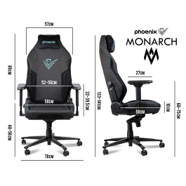 Phoenix technologies Silla Gaming Monarch XL Tela Terciopelo Ergonómica Ajustable Soporte Lumbar Reposacabezas Magnético Reposabrazos 4D Reclinación 165º