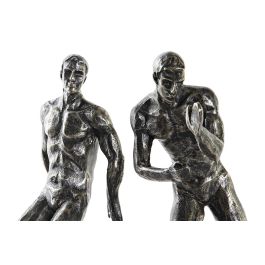 DKD Home Decor Sujetalibros Loft 11 x 26 x 30.5 cm Set de 2 Negro Natural Resina y Madera