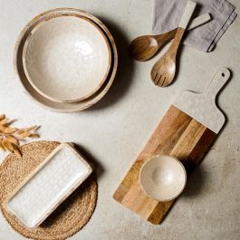 Home Deco Factory Ensaladera Mango Nerina, Madera, Diámetro 33 cm