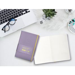 Cuaderno Con Gomilla Antartik Notes Tapa Dura A5 Hojas Lisas Morado Y Amarillo 100 Hojas 80 gr Fsc