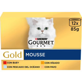 Purina Gourmet Gold Multi Mousse Surtido para Gato - Comida Húmeda de Salmón, 12 Latas de 85 gr Precio: 10.7900001. SKU: B1BGK6ZJCT