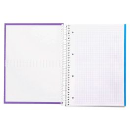 Cuaderno Espiral Liderpapel A4 Micro Crafty Tapa Forrada 120H 90 gr Cuadro 5 mm 5 Bandas 4 Taladros Color Violeta