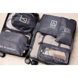 Numada Organizador de Maleta Gris Oscuro 8 Piezas Impermeable Multiusos Cremallera Doble Cursor Rejilla Visibilidad