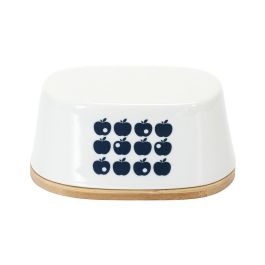 Home Deco Factory Mantequera Retro Flor o Manzana Bambú Porcelana 17x10,5 cm