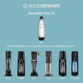 Sodastream Botella Fuse de Metal Resistente de 1 Litro Reutilizable y Apta para Lavavajillas para Máquinas de Refrescos Caseras