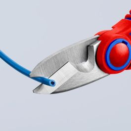 Knipex 95 05 10 SB Tijera de Electricista con Crimpado, Acero Inoxidable, Mango Plástico Azul/Rojo, 190mm