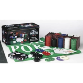 Tactic Todo en 1 Caja de Metal Propoker - Juego de Póker con 2 Juegos de Cartas, Ficha Crupier, 5 Dados y Tapete