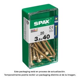 Spax 4081020350401 Tornillo para Madera Cabeza Plana Yellox 3,5x40mm Rosca Completa Ranura Cruz Z2 4CUT Universal Caja 20 Unidades Precio: 2.78999985. SKU: S7913877
