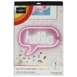 Home Deco Factory Lámpara LED Neon "Hello" con Efecto Neón 220 Leds USB 43x2x31 cm