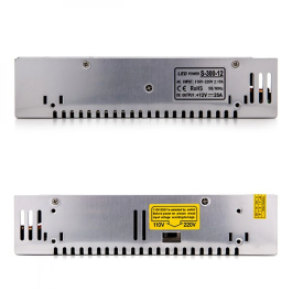 Transformador LED 230VAC/12VDC 300W 25A IP20 para conexión de alto consumo