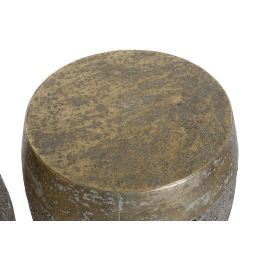 DKD Home Decor Mesita Auxiliar Arabe Eliat Blanco Dorado Metal 40x40x42 cm Set de 2