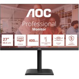 AOC U27E4CV Monitor 27 Zoll 4K UHD LED IPS, 3840x2160, 60Hz, USB-C (90W PD), HDMI 2.0, DisplayPort 1.4, RJ45, USB Hub, Negro Precio: 315.3381. SKU: B19P2LGSGL
