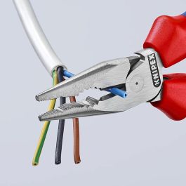 Knipex Alicates Universales en Punta 145 mm, 16 mm Cable Cobre, 3 mm Alambre Semiduro, Cromado/Rojo/Azul