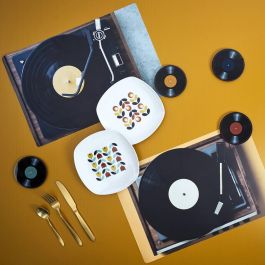 Home Deco Factory Individual 45x30 cm con Imagen de Tocadiscos Estilo Retro Colores Surtidos