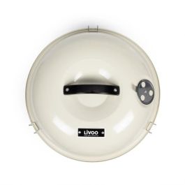 Livoo DOC301 Barbacoa de Carbón Portátil Ø34 cm, Parrilla Cromada, Acero Esmaltado, Champán y Negro