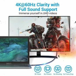 Vention CRBBH Cable Conversor USB Tipo-C Macho a HDMI Macho 2.0 4K UHD 60Hz Plug & Play 2m Negro para Monitor TV Portátil