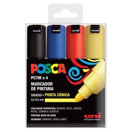 POSCA Marcador PC-7M-4C No Permanente, Punta Biselada 4.5-5.5 mm, Tinta Base Agua, Colores Surtidos Basic - Estuche 4U Precio: 14.95000012. SKU: S8418991