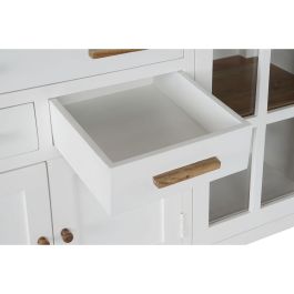 DKD Home Decor Buffet Urban Colección Daniela 3 Cajones 2 Puertas 2 Estanterías Madera Mango Acacia Cristal Blanco Marrón 180x45x90 cm