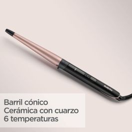 BaByliss C454E Rizador Varita Cónica Cerámica de Cuarzo 25-13mm 6 Temperaturas 160-210°C para Cabello Largo Calentamiento Rápido