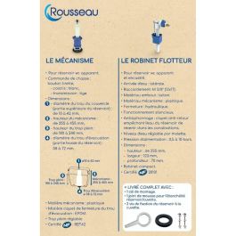 Rousseau AAAAX63332 Kit Cisterna Inodoro Extraíble – Certificado NF – Silencioso – Antisifonaje – Ajustable