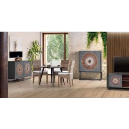 Giner y Colomer Aparador Madera de Mango Pata Metal Gris Marrón 142 cm