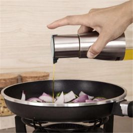 Quttin Set de 2 Aceiteras de Acero Inoxidable con Soporte - 18x9.5x23 cm, 320 ml (12 Unidades)