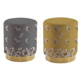 DKD Home Decor Reposapies Oriental con Garzas de Poliéster y Metal Gris, Mostaza y Dorado 32x32x38 cm Pack 2 Unidades Precio: 50.08674. SKU: B18R2SGVPR