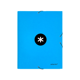 Antartik Carpeta Tres Solapas Cierre Gomas Cartón Forrado A4 Azul