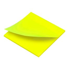 Bloc De Notas Adhesivas Quita Y Pon Q-Connect 76x76 mm Removible Plastico Translucido Amarillo Neon Con 50 Hojas