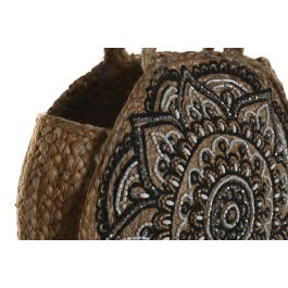 DKD Home Decor Bolso Mediterraneo 12 x 36 x 36 cm Natural Negro Yute