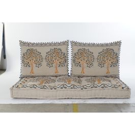 DKD Home Decor Sillon Colección Rodev Set de 4 Algodón Desgastado Amarillo Beige 76x145 cm Altura Asiento 13cm