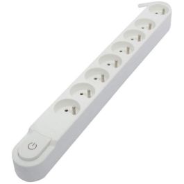 Chacon Regleta 8 enchufes 16A con interruptor, cable 3m HO5VV-F 3x1.5mm² blanco, 3500W, seguridad infantil, montaje pared