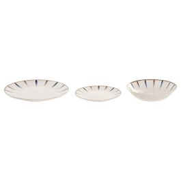 DKD Home Decor Vajilla Azul Blanco Porcelana Set de 18 Piezas Apto Microondas Lavavajillas 26.8 x 2.8 x 26.8 cm