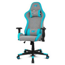 Drift DR90PROBL Silla Gamer para PC, Asiento y Respaldo Acolchado, Tela y Espuma, Azul y Gris, Reposacabezas y Lumbar, Mecanismo de Mariposa, Pistón Clase 4, Soporta 150kg