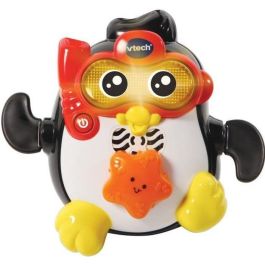 Vtech Baby Juguete de Baño Interactivo Pingüino Gideon, Campeón de Natación. Gira la Estrella de Mar y Nada en el Agua para Bebés.