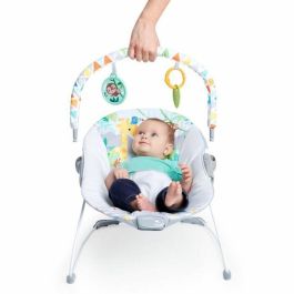 Bright Starts Hamaca Vibratoria Safari Fun para Bebés, Relajante con Suaves Movimientos, 2 Juguetes y Arnés 3 Puntos Antideslizante